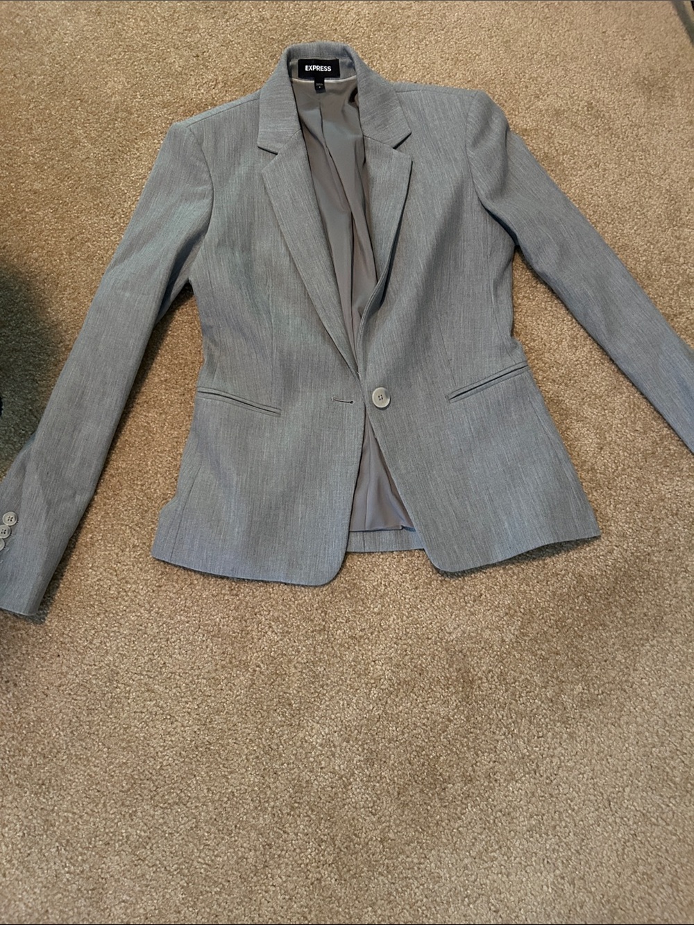 Express Gray Pinstripe Single-Button Women's Blazer